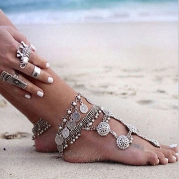 Boho Coin Anklet - Antiqued Pirate Gold - Picture 5 of 8